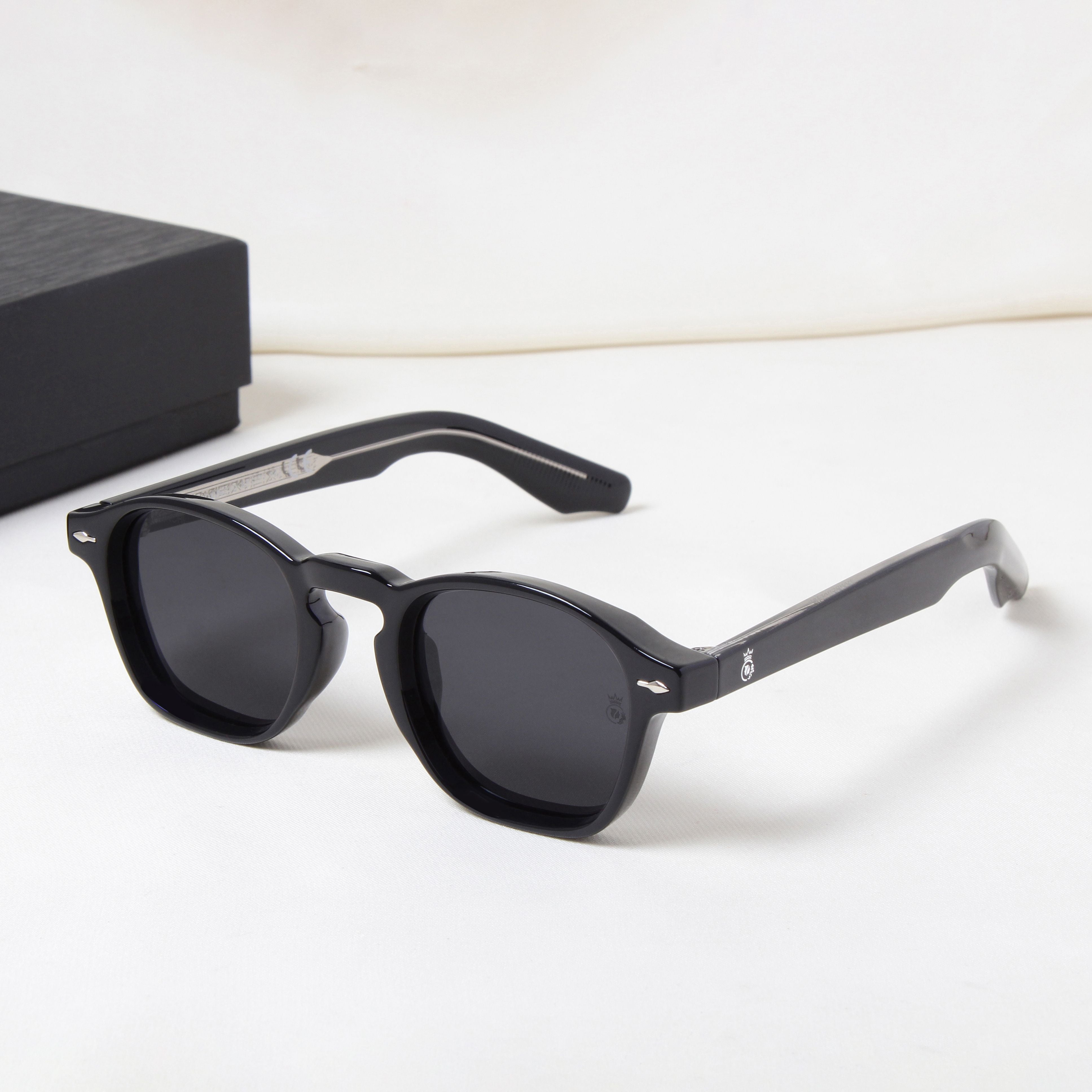 Crownchi Professor Full Black Square Sunglasses