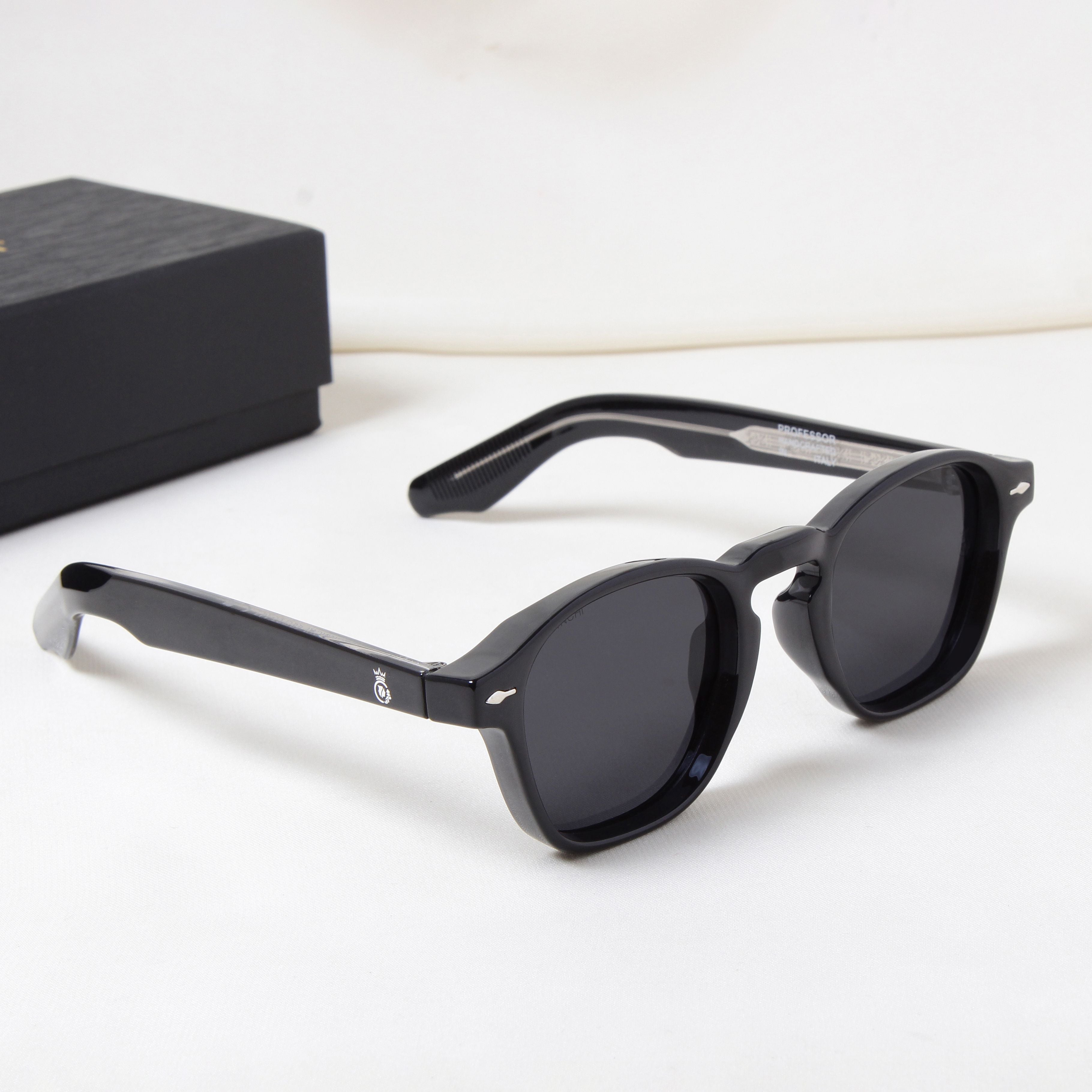 Crownchi Professor Full Black Square Sunglasses