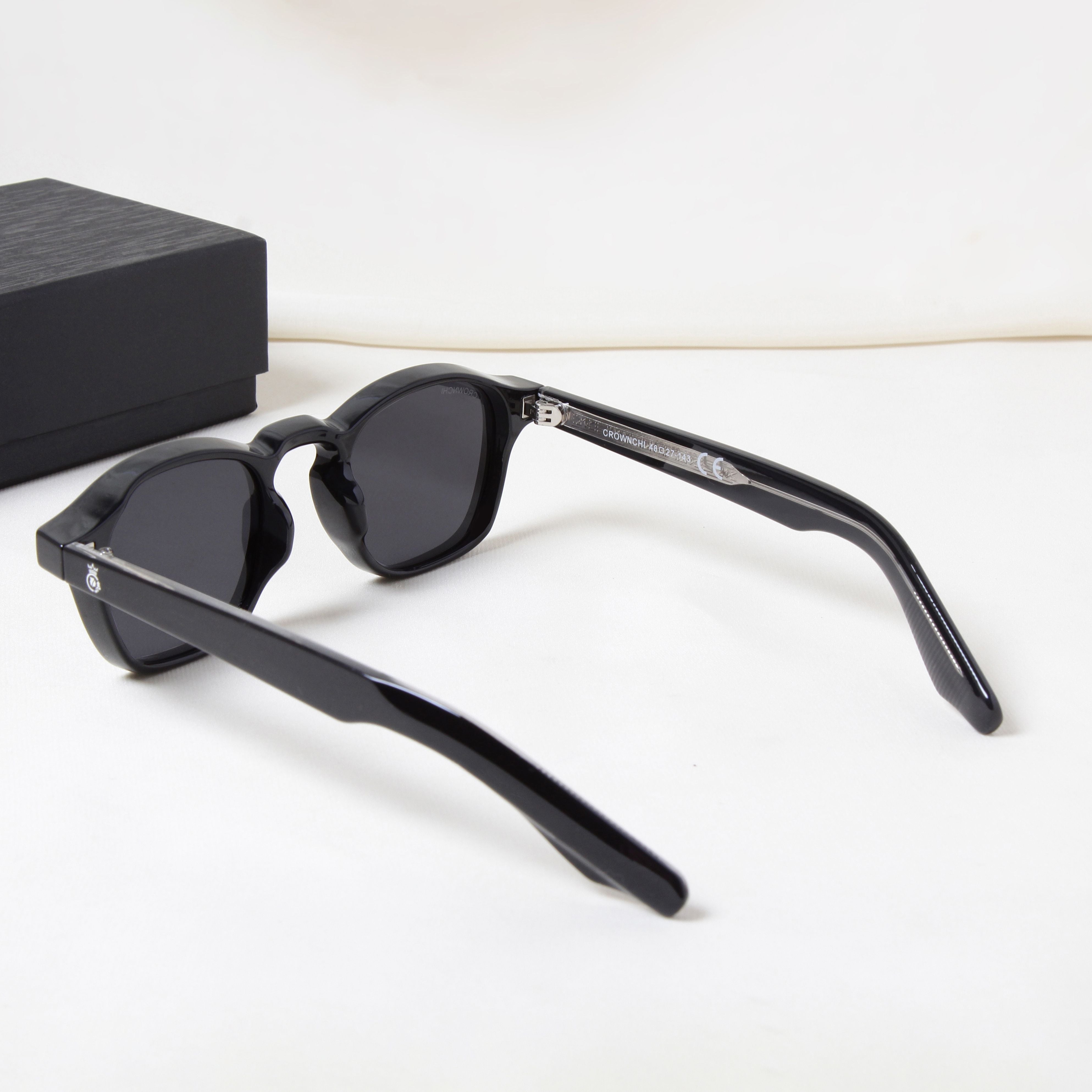 Crownchi Professor Full Black Square Sunglasses