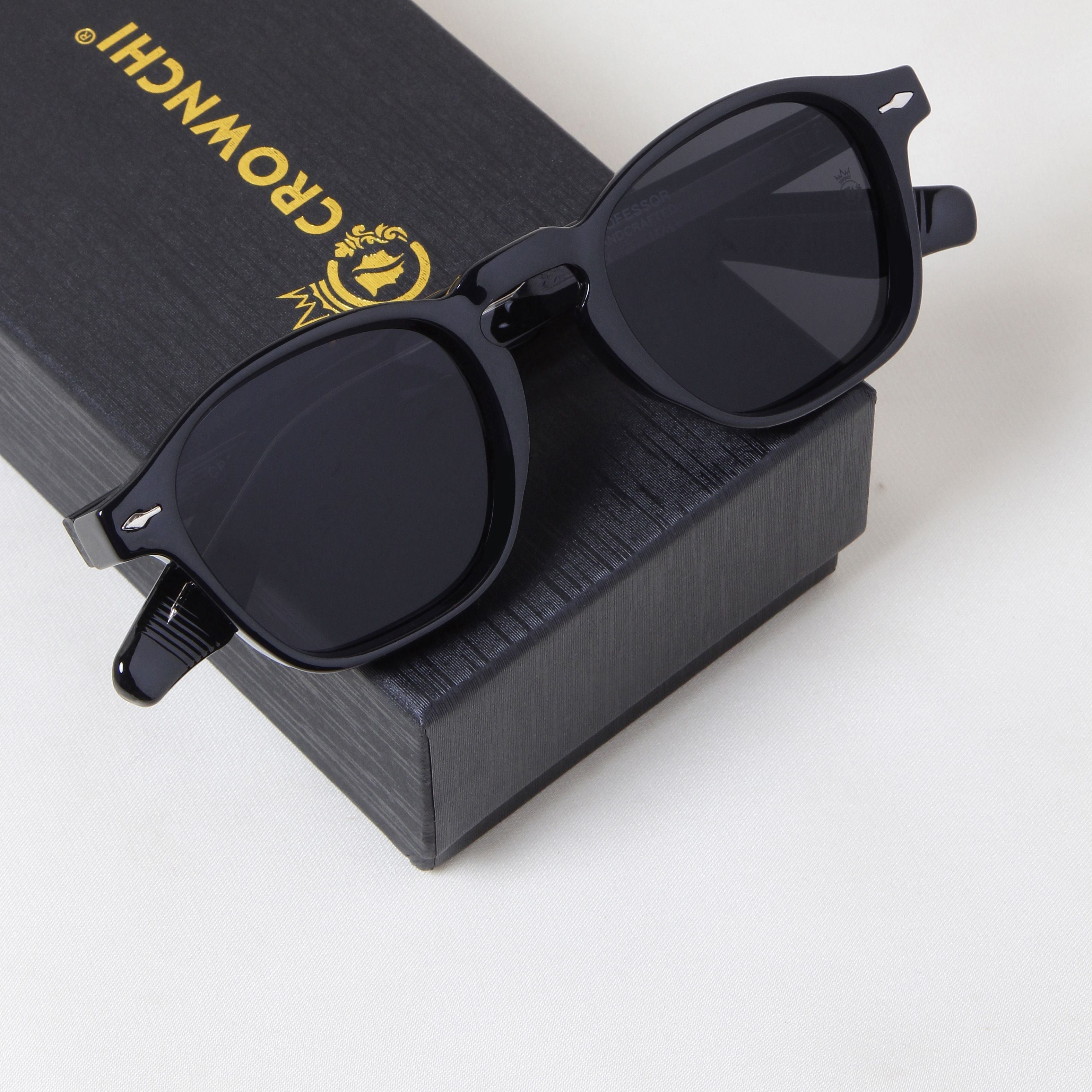 Crownchi Professor Full Black Square Sunglasses