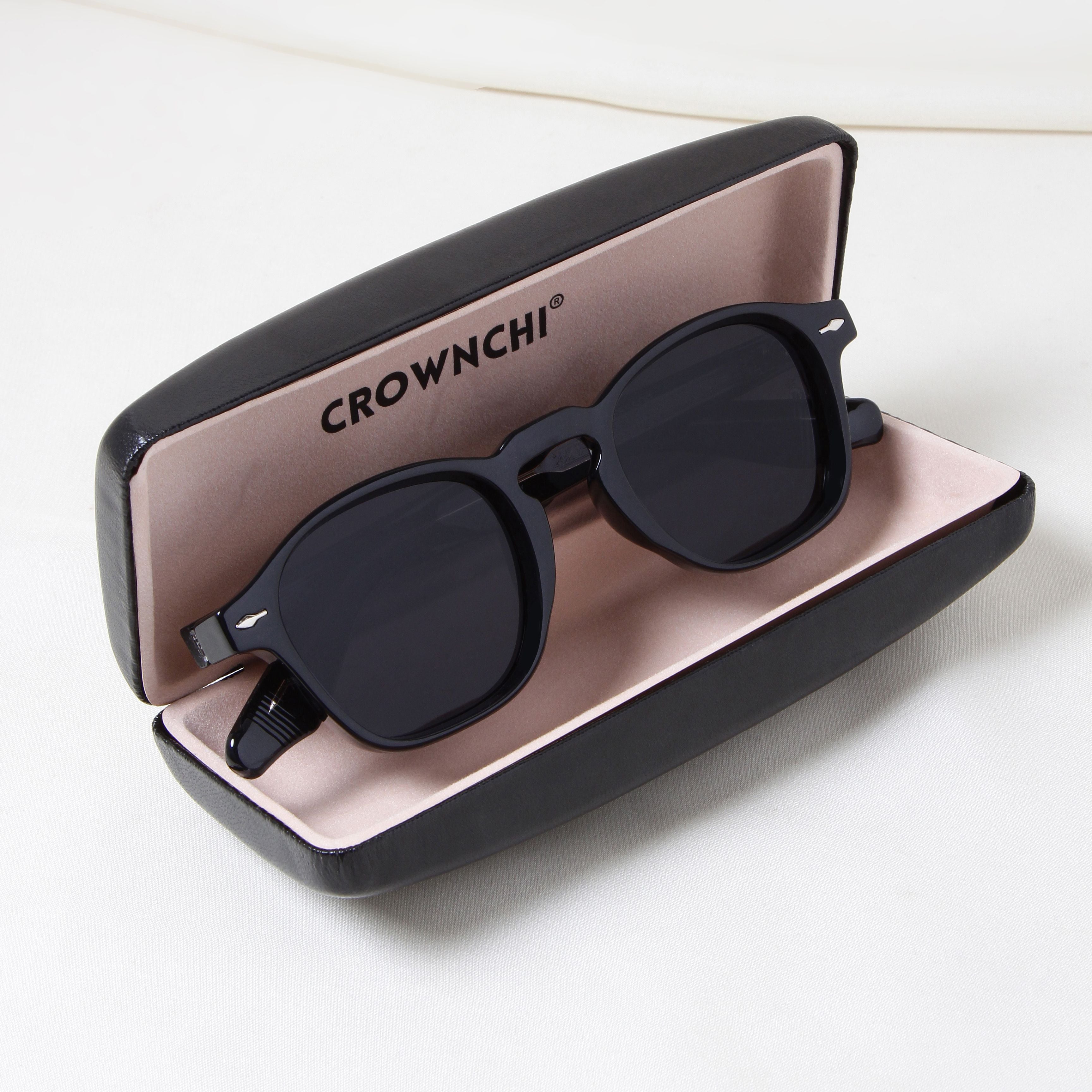 Crownchi Professor Full Black Square Sunglasses