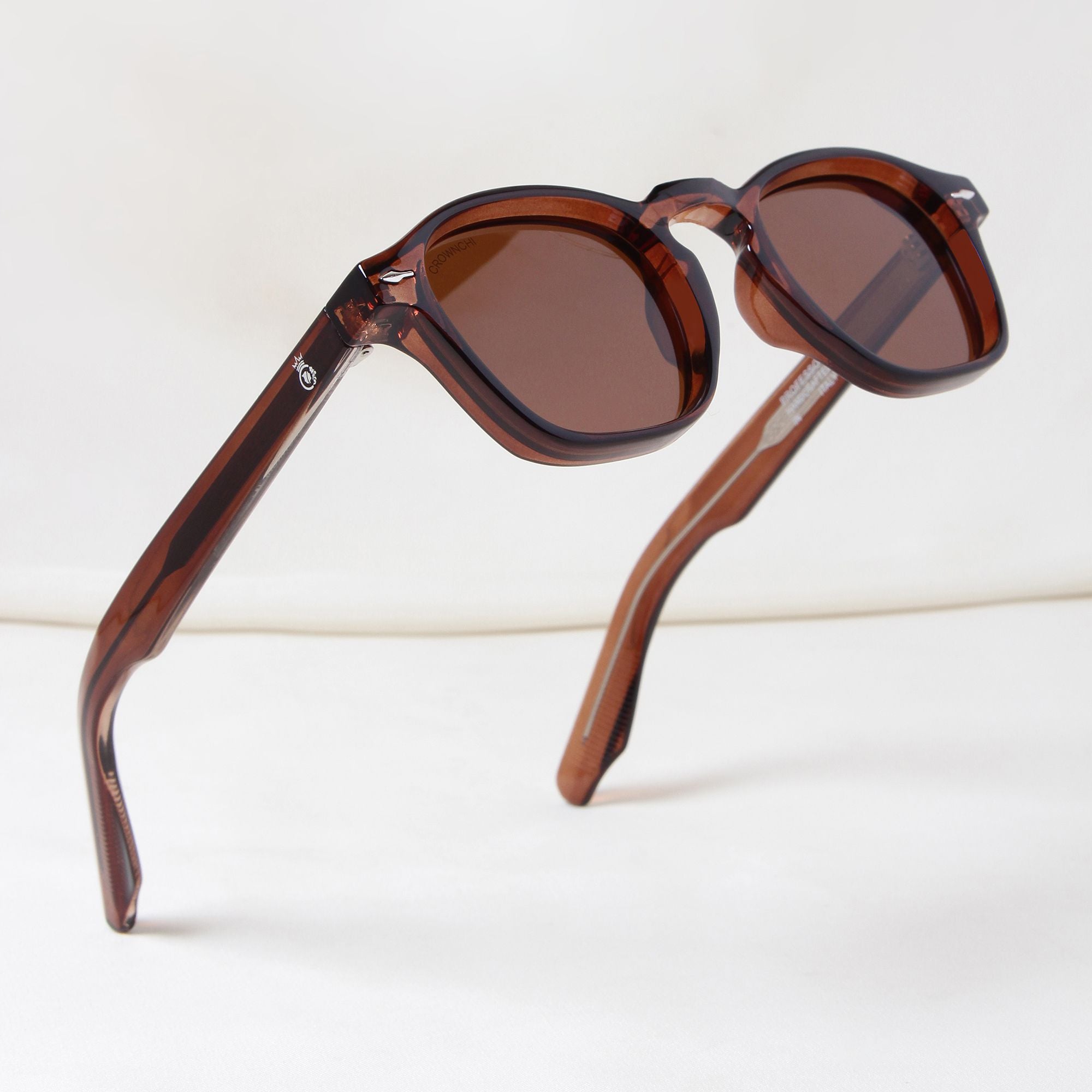 Crownchi Professor Full brown Square Sunglasses