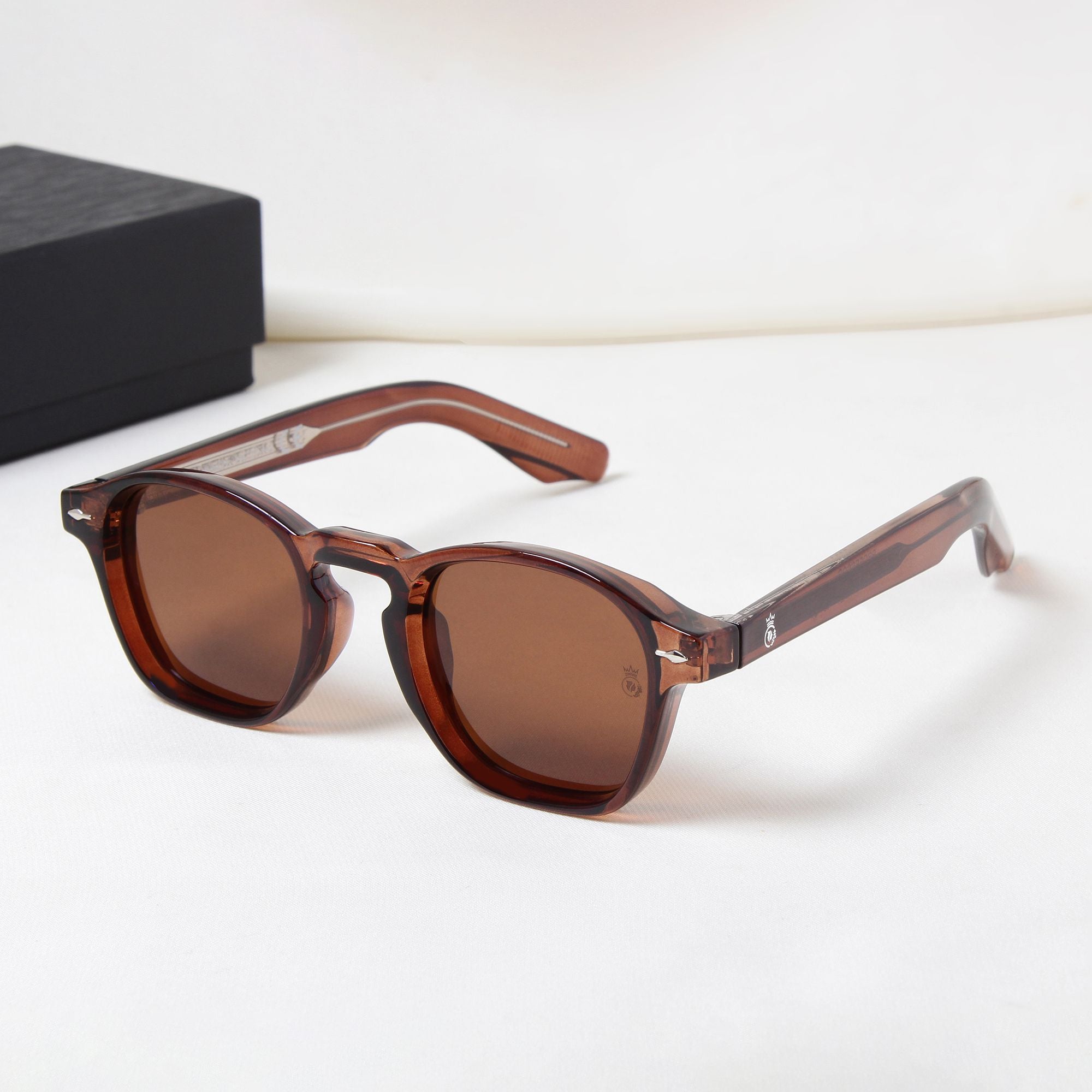 Crownchi Professor Full brown Square Sunglasses