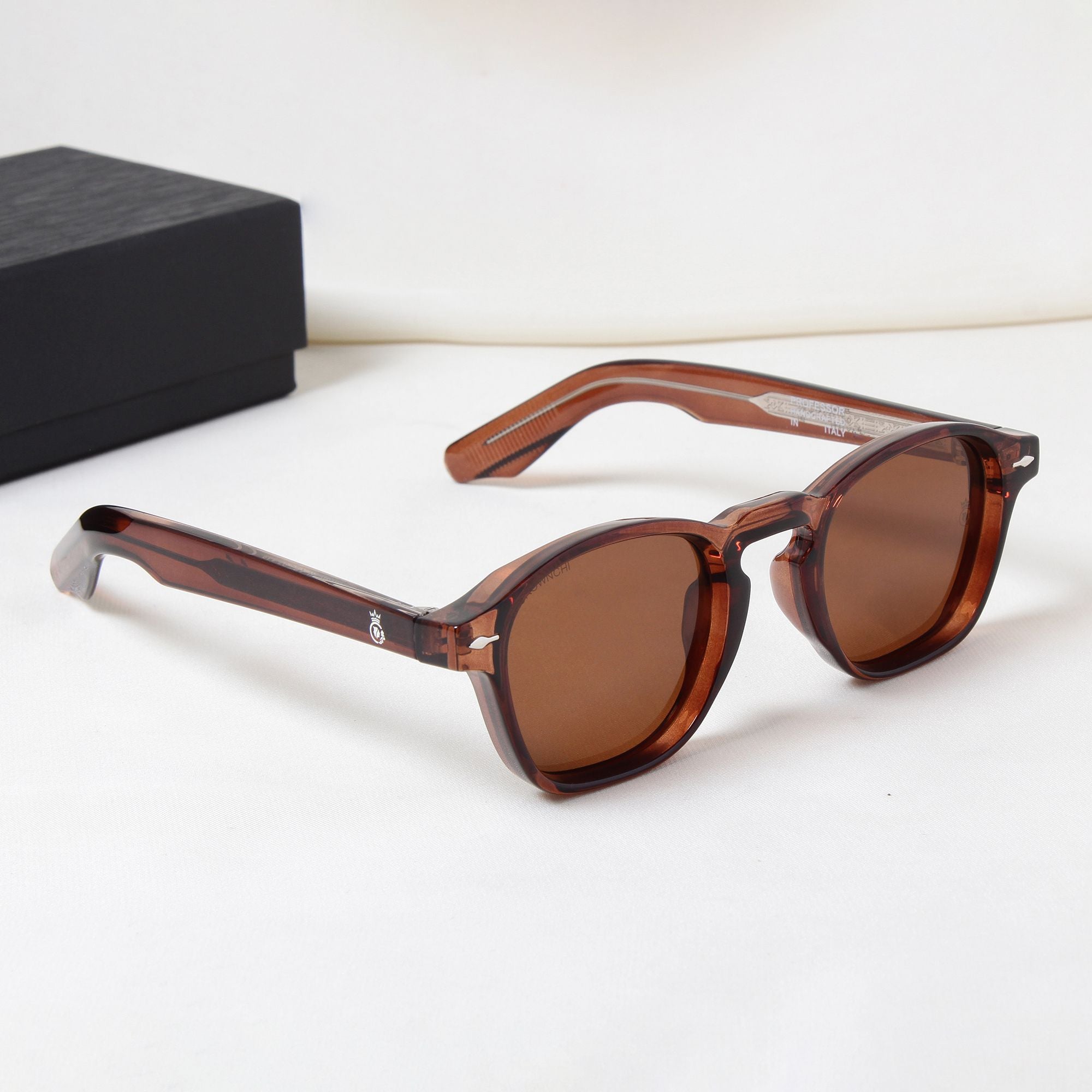 Crownchi Professor Full Brown Square Sunglasses