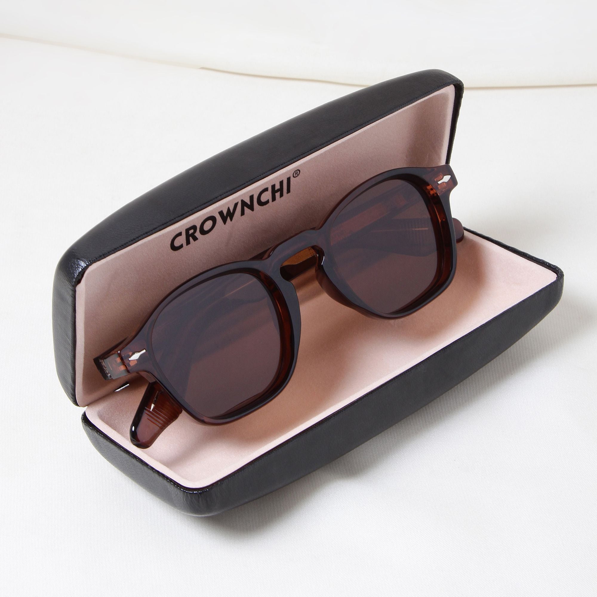 Crownchi Professor Full brown Square Sunglasses