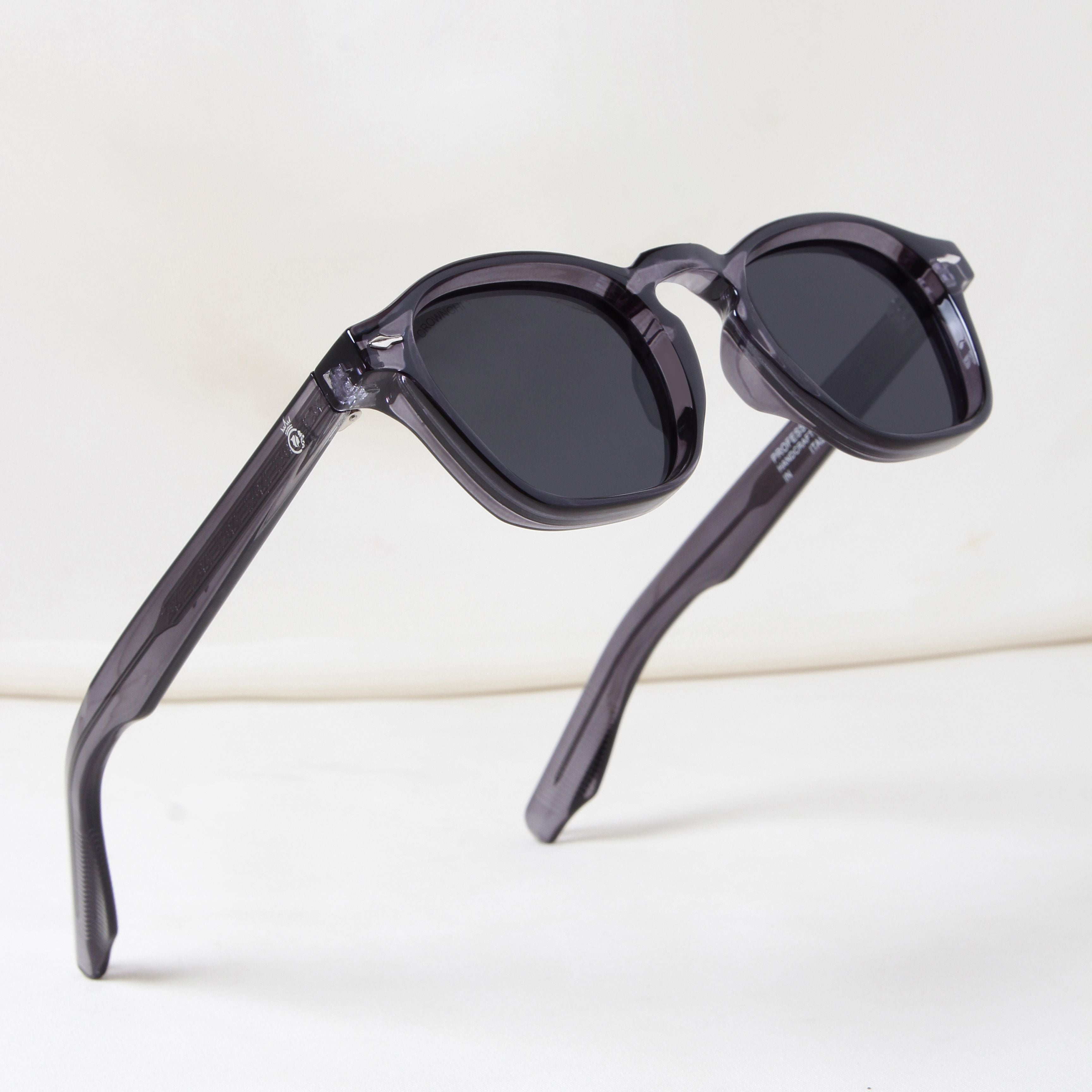 Crownchi Professor Grey Black Square Sunglasses