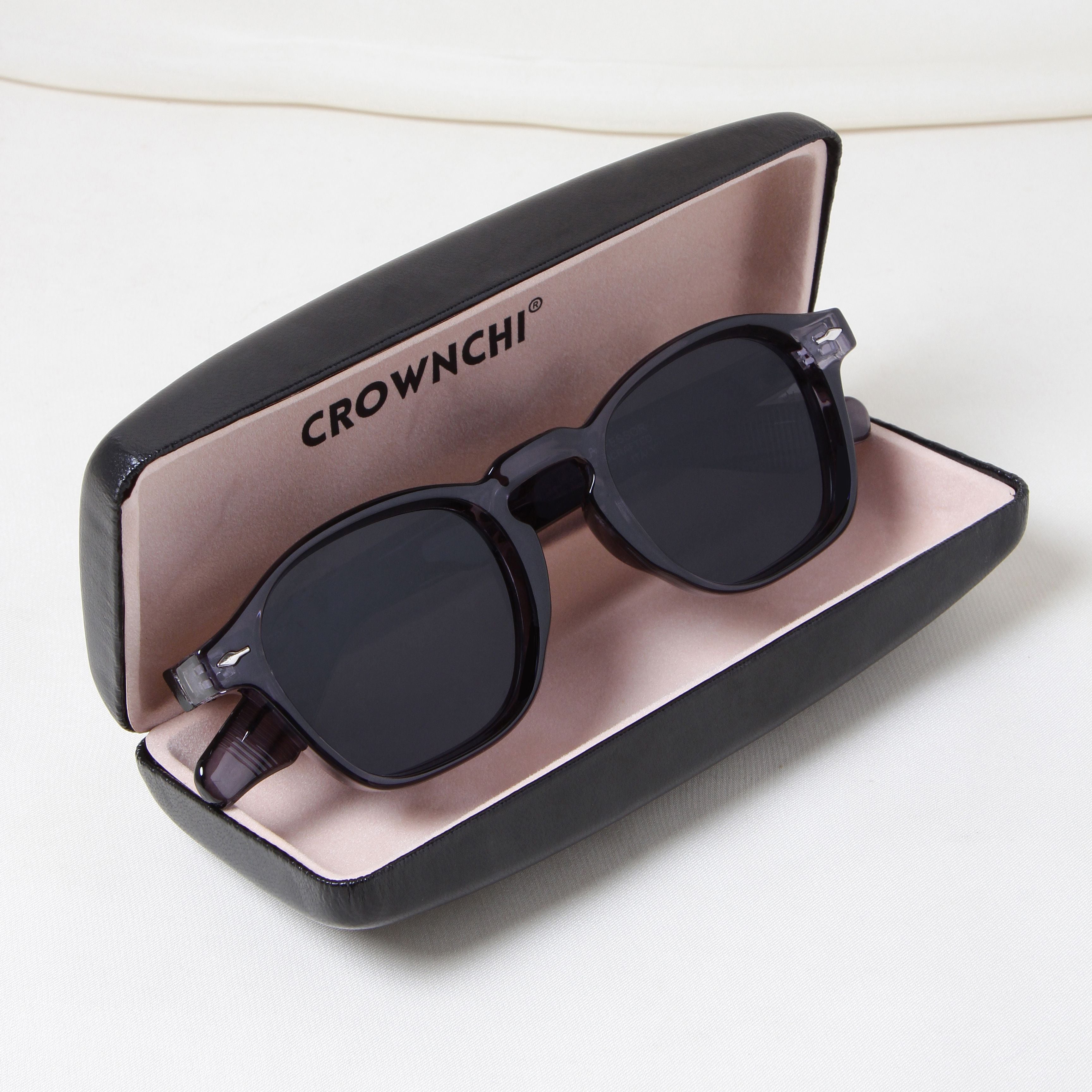 Crownchi Professor Grey Black Square Sunglasses