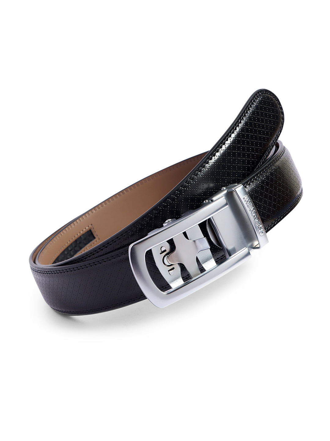 Sydney Silver Black Leather Belt for Men