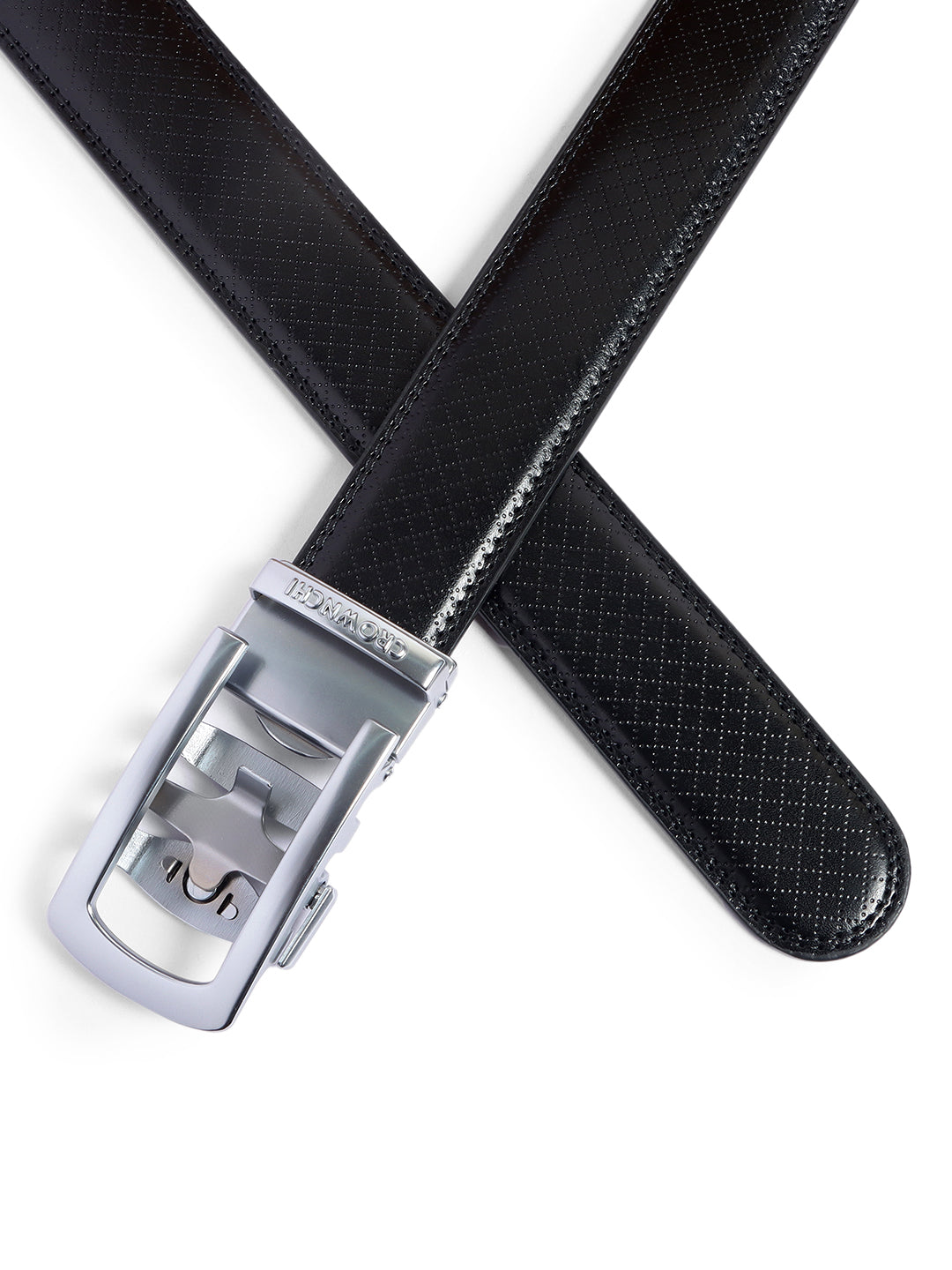 Sydney Silver Black Leather Belt for Men