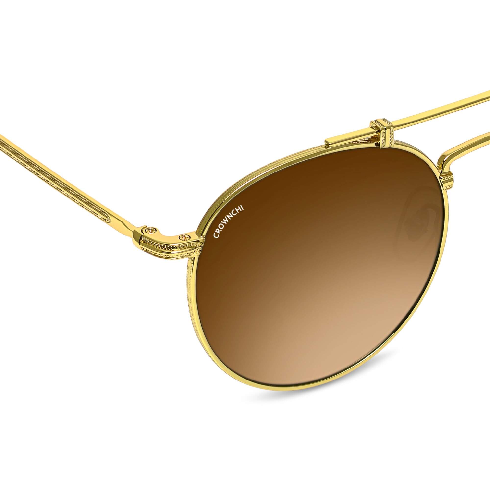Tokyo Gold Brown Gradient Upper Bridge Round Edition Sunglasses