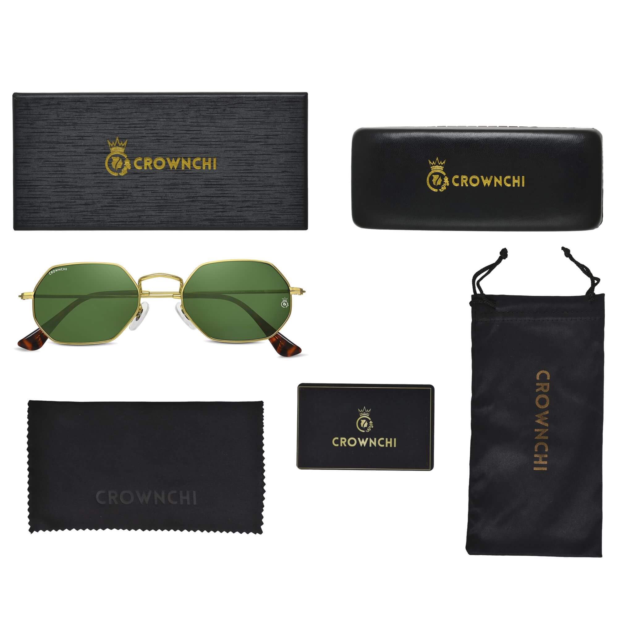 Marcus Gold Green Rectangle Edition Sunglasses