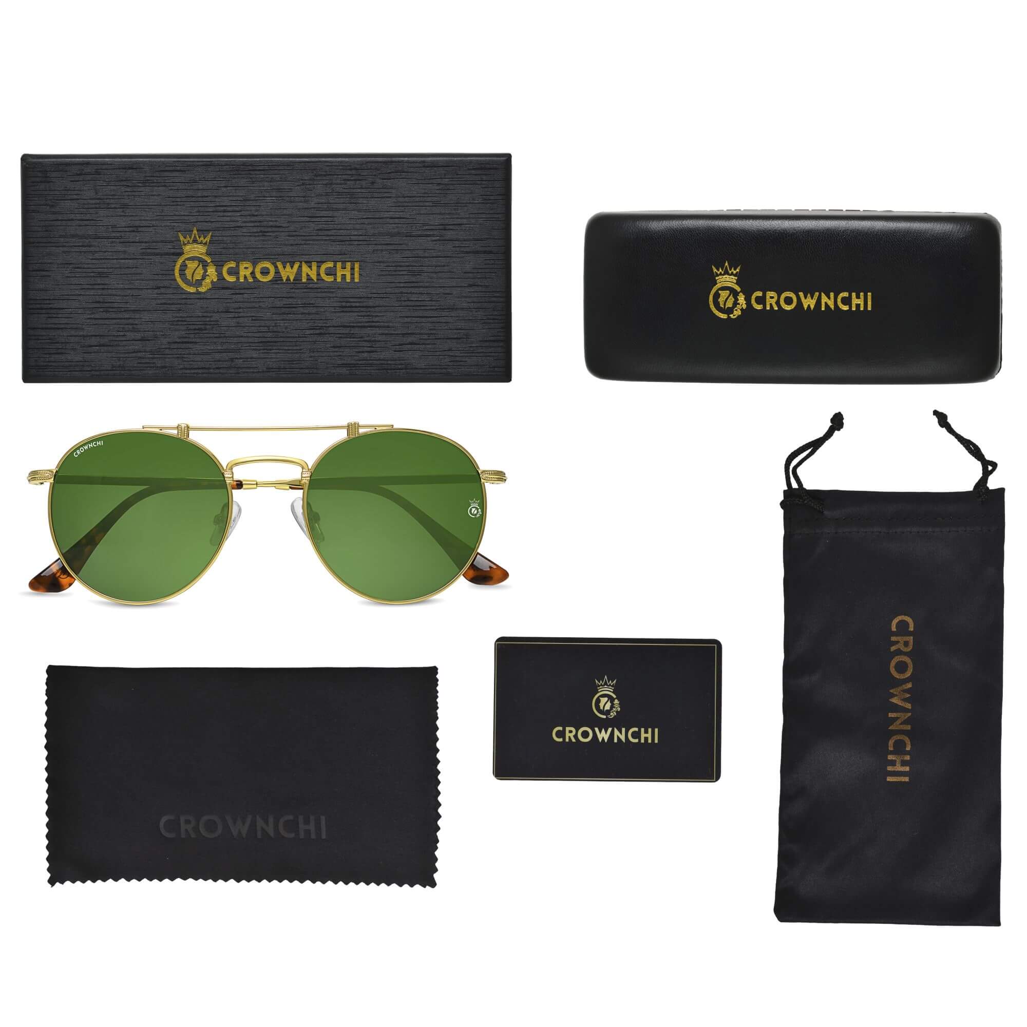 Tokyo Gold Green Upper Bridge Round Edition Sunglasses