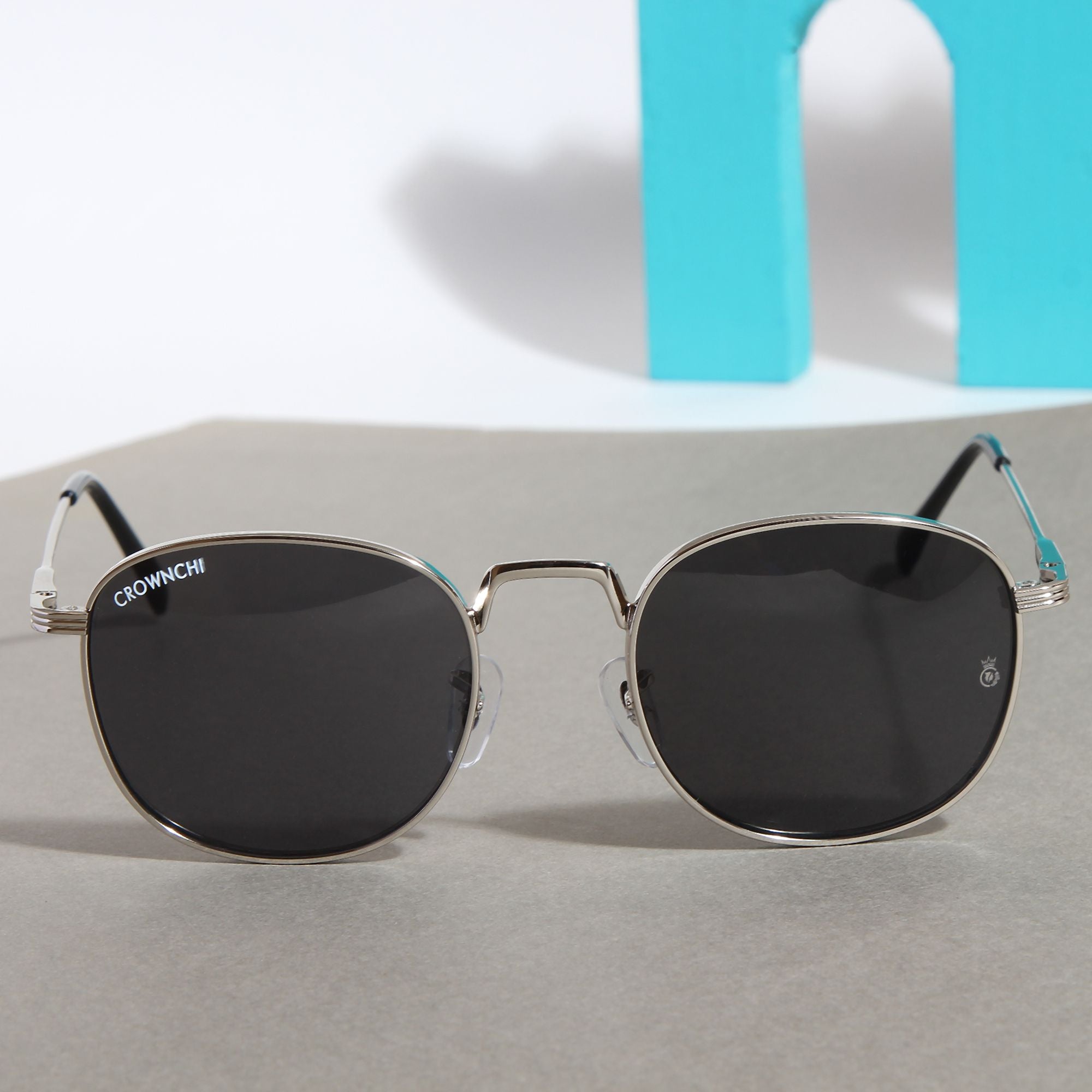 Crownchi Martin Silver Black Round Edition Sunglasses