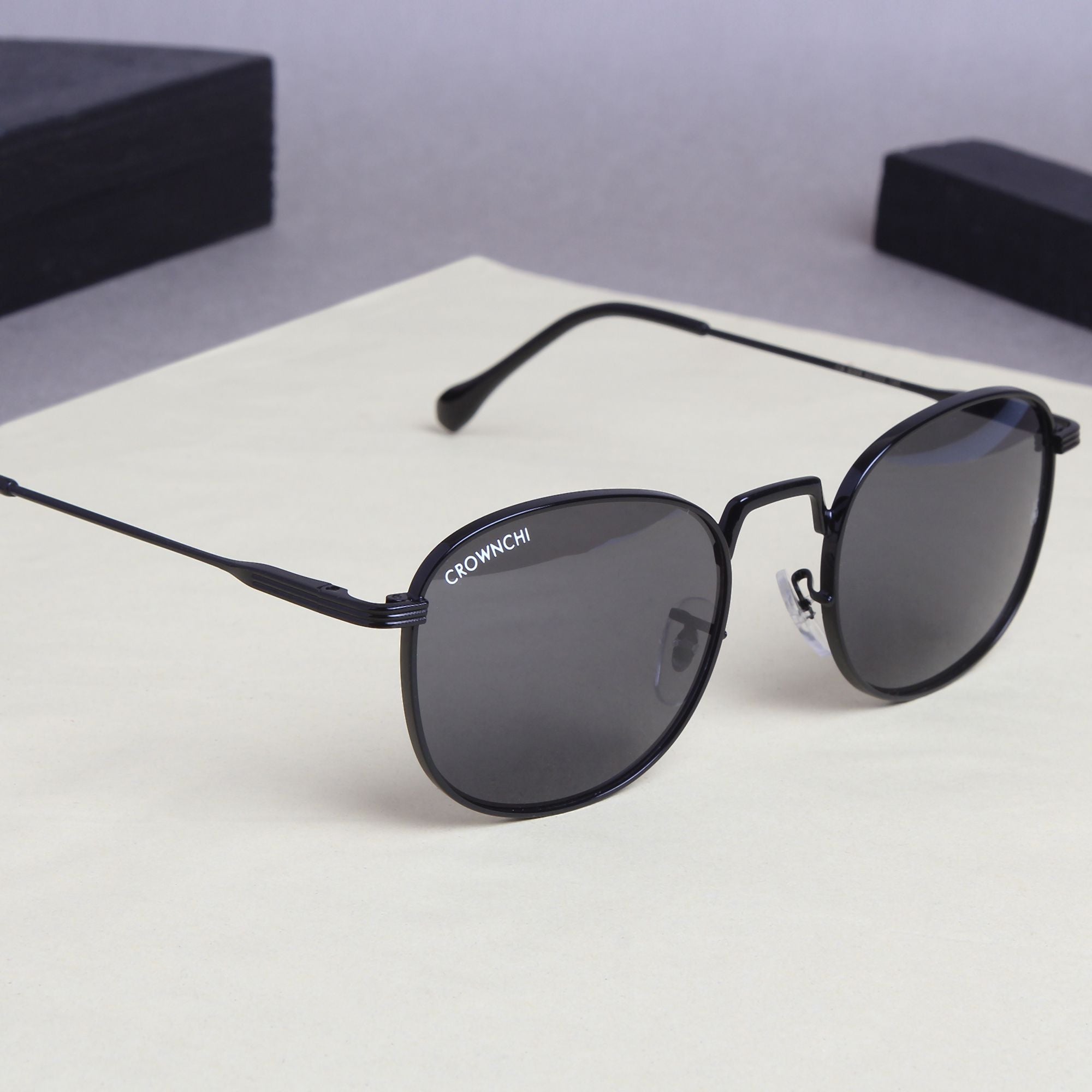 Crownchi Martin Black Round Edition Sunglasses