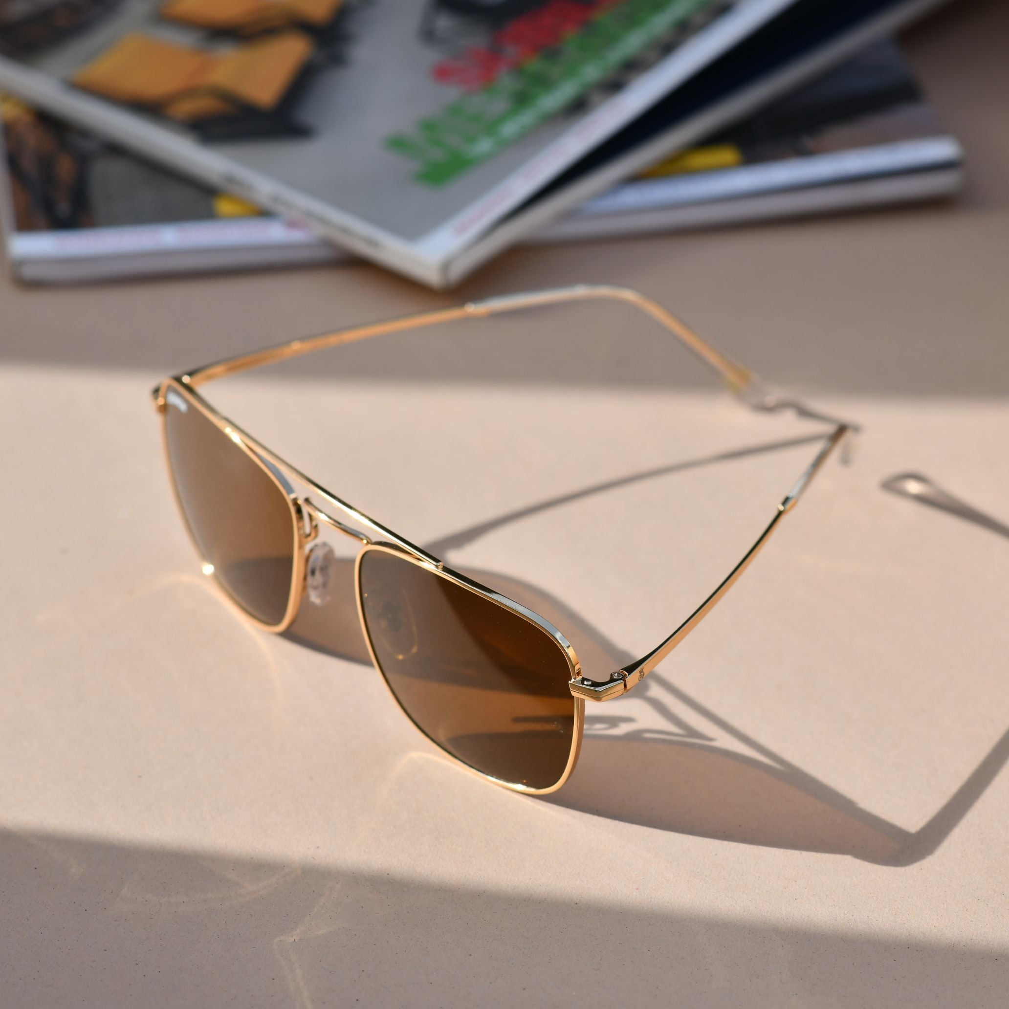 Denver Gold Brown Square Edition Sunglasses