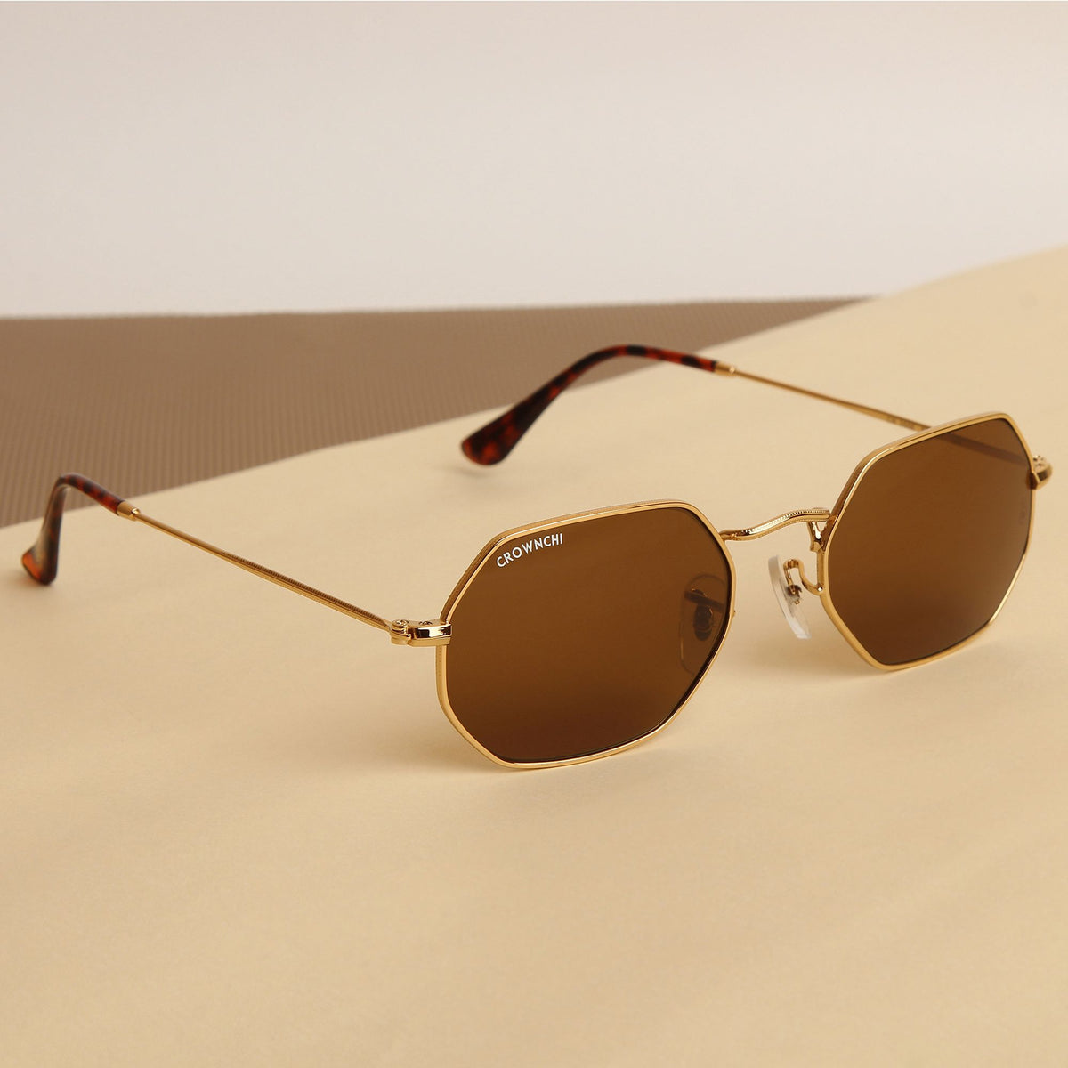 Marcus Gold Brown Rectangle Sunglasses – Add Class Now