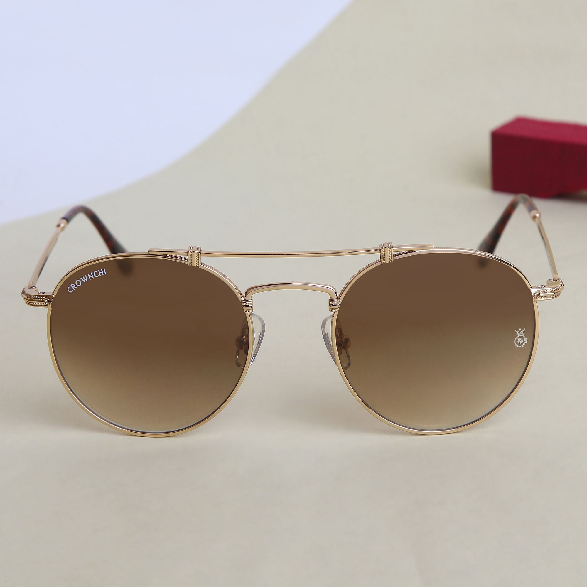 Tokyo Gold Brown Gradient Upper Bridge Round Edition Sunglasses